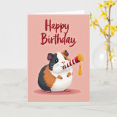 Carte de fête avec un Cavy duveteux (Fleur jaune)