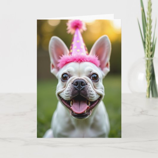Carte de fête avec un chien souriant (Devant)