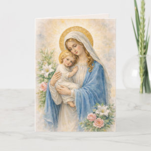 Carte de fete Catholique Marie et Jesus Religieuse