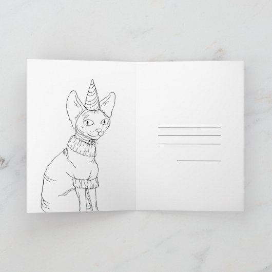 Carte de Fête - Chat Sphynx (Intérieur)