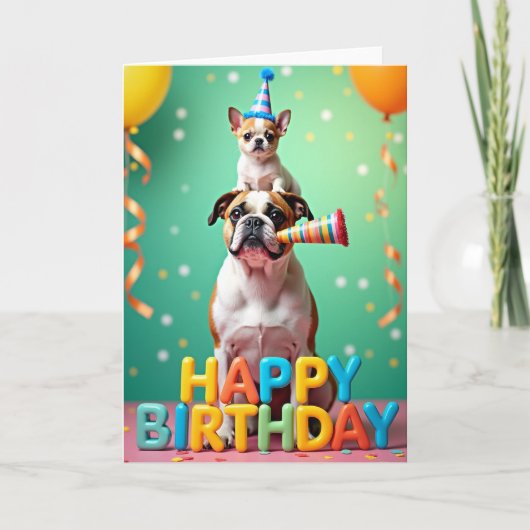 Carte de fête Chiots Empilés (Devant)