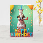 Carte de fête Chiots Empilés (Fleur jaune)