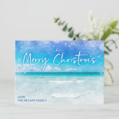 CARTE DE FÊTE CÔTIÈRE Noël tropical de plage et me (Debout devant)