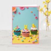 Carte de fête Cupcake Sucré (Fleur jaune)
