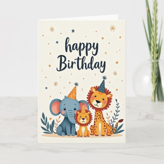 Carte de fête d'animaux enchanteuse (Devant)