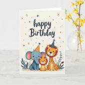 Carte de fête d'animaux enchanteuse (Fleur jaune)
