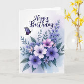 Carte de Fête d'Anniversaire à la Lavande (Fleur jaune)