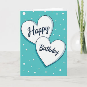 Carte de fête d'anniversaire à motif de cœur doux
