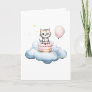 Carte de fête d'anniversaire adorable de chaton à 