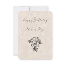 Carte de Fête d'Anniversaire avec Bouquet de Roses