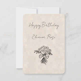 Carte de Fête d'Anniversaire avec Bouquet de Roses