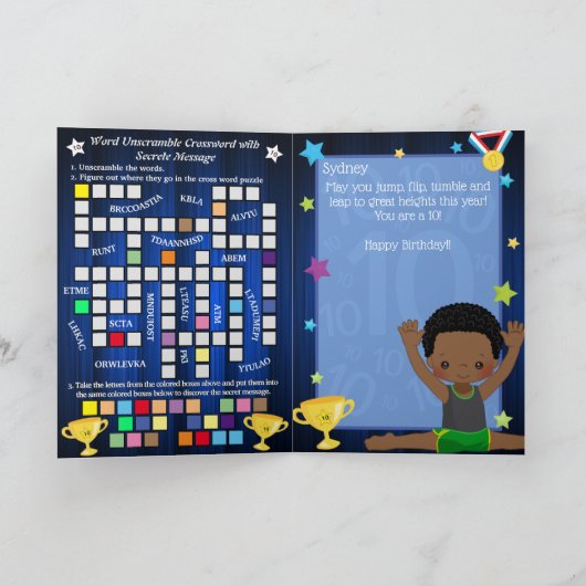 Carte de fête d'anniversaire avec message secret p (Intérieur)