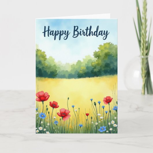 Carte de fête d'anniversaire champêtre douce (Devant)