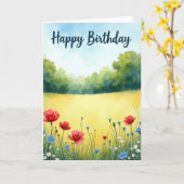 Carte de fête d'anniversaire champêtre douce (Fleur jaune)