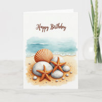 Carte de fête d'anniversaire Coquillage de bord de