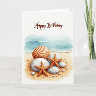 Carte de fête d'anniversaire Coquillage de bord de