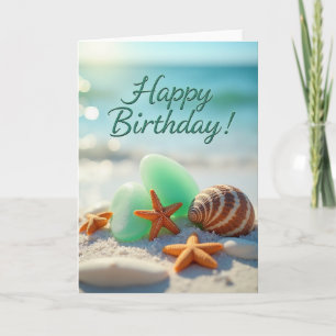 Carte de fête d'anniversaire côtière paisible