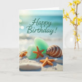 Carte de fête d'anniversaire côtière paisible (Fleur jaune)