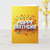 Carte de fête d'anniversaire Cube Burst (Fleur jaune)