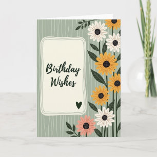 Carte de Fête d'Anniversaire Fantaisiste en Fleurs