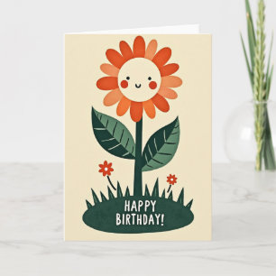 Carte de Fête d'Anniversaire Fleur Souriante