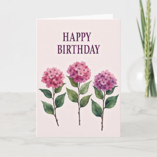 Carte de Fête d'Anniversaire Fleurie Aquarelle Dou