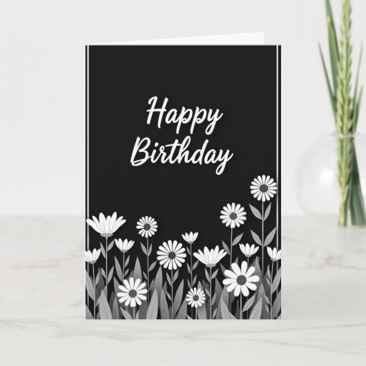 Carte de Fête d'Anniversaire Fleurie Prairie Douce (Devant)