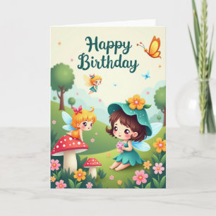 Carte de fête d'anniversaire Floral Sprite