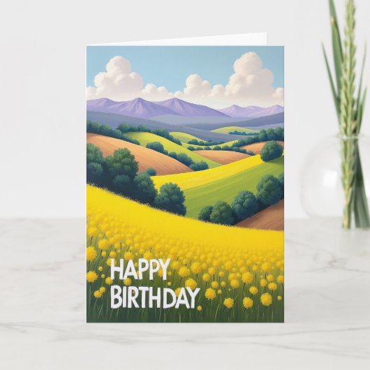 Carte de Fête d'Anniversaire Florale de Prairie (Devant)