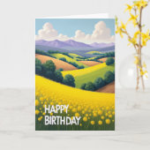 Carte de Fête d'Anniversaire Florale de Prairie (Fleur jaune)