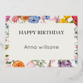 Carte de Fête d'Anniversaire Florale Imprimable | (Recto)