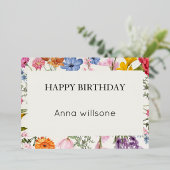 Carte de Fête d'Anniversaire Florale Imprimable | (Debout devant)