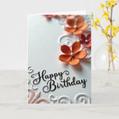 Carte de Fête d'Anniversaire Florale Raffinée (Fleur jaune)