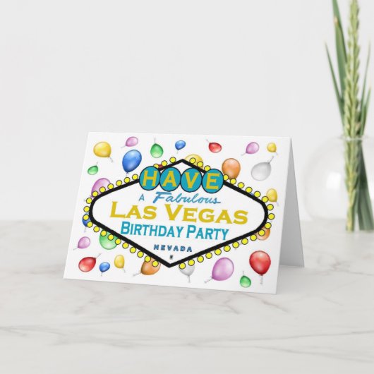 Carte de fête d'anniversaire Las Vegas avec ballon (Devant)