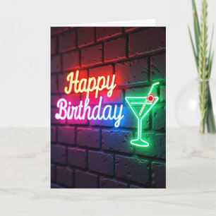 Carte de fête d'anniversaire néon lumineuse