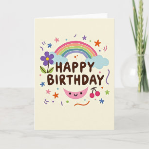 Carte de fête d'anniversaire nuage fantaisiste