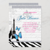 Carte de fête d'anniversaire Paris Tour Eiffel Pap (Devant / Derrière)