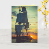 CARTE DE FÊTE D'ANNIVERSAIRE PHOTO DE BATEAU PIRAT (Fleur jaune)