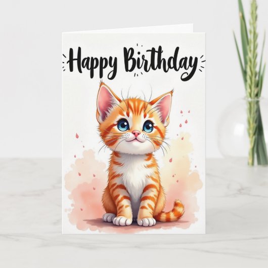 Carte de fête d'anniversaire pour chaton mignonne (Devant)