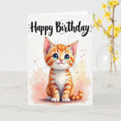 Carte de fête d'anniversaire pour chaton mignonne (Fleur jaune)
