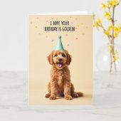 Carte de fête d'anniversaire pour chiot doré (Fleur jaune)