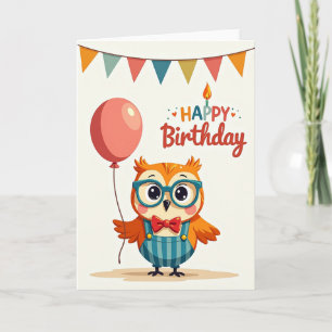 Carte de fête d'anniversaire pour oiseau festif