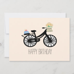 Carte de Fête d'Anniversaire Vélo Vintage Fleur