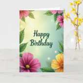 Carte de Fête d'Anniversaire Verdoyante (Fleur jaune)