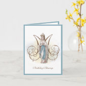 Carte de fête d'anniversaire Vierge Marie Lourdes (Fleur jaune)