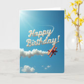 Carte de fête d'avion rouge (Fleur jaune)