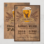 Carte de fête de bachelor avec bière et cerf (Devant / Derrière)