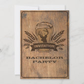 Carte de fête de bachelor avec bois rétro, bière e (Dos)