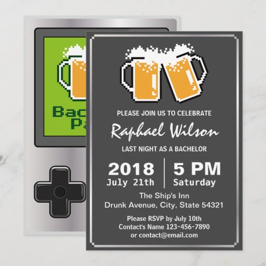 Carte de fête de Bachelor Party de jeux portables  (Devant / Derrière)