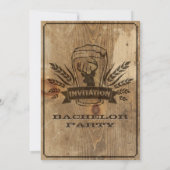 Carte de fête de bachelor Retro Wood Beer & Stag (Dos)